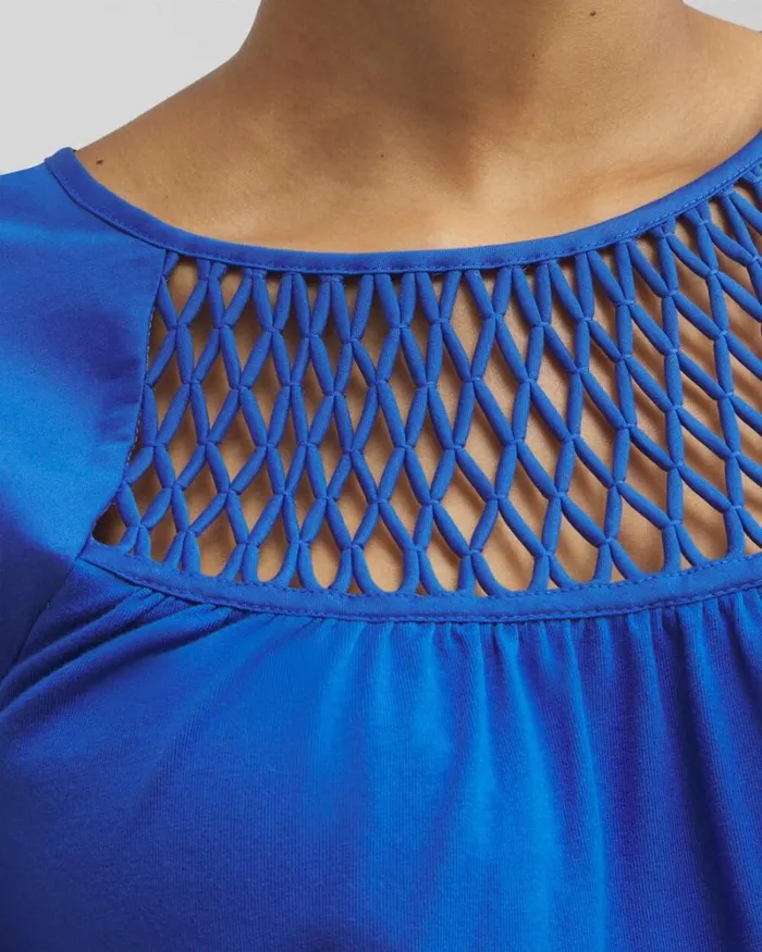 Chico039s Tops Lattice Detail Top Smokey Taupe 8211 Clothing
