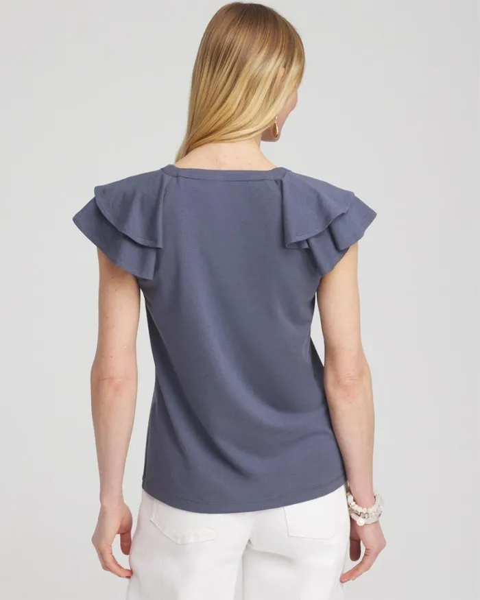 Chico039s Tops Layered Cap Sleeve Tee Alabaster 8211 Clothing