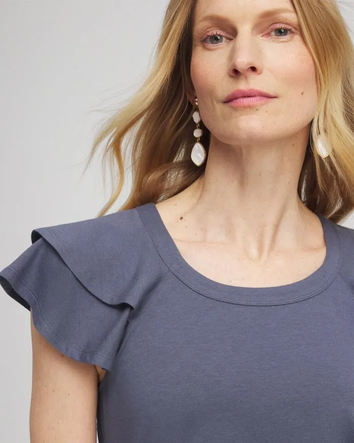 Chico039s Tops Layered Cap Sleeve Tee Alabaster 8211 Clothing