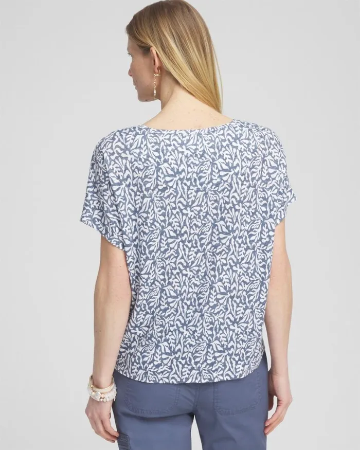 Chico039s Tops Linen Reef Tie Front Tee Soft Slate 8211 Clothing