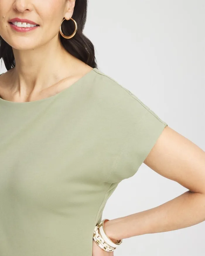 Chico039s Tops Modern Cap Sleeve Tee Jojoba Green 8211 Clothing