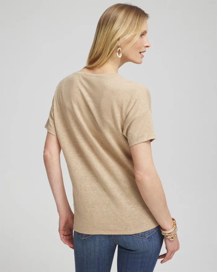 Chico039s Tops Neutral Sequin Embellished Tee Sycamore 8211 Clothing