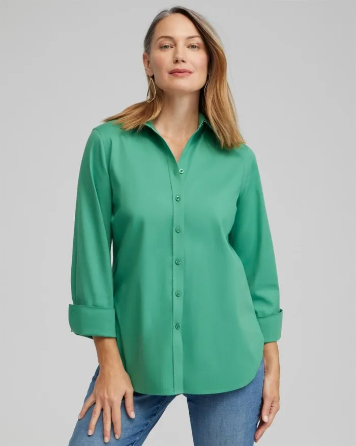 Chico039s Tops No Iron 34 Sleeve Shirt Twisted Ivy 8211 Clothing