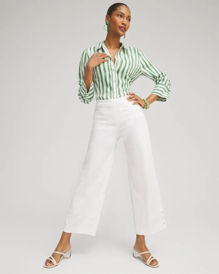Chico039s Tops No Iron Linen Stripe 34 Sleeve Shirt Verdant Green 8211 Clothing Chico039s Tops No Iron Linen Stripe 34 Sleeve Shirt Verdant Green 8211 Clothing