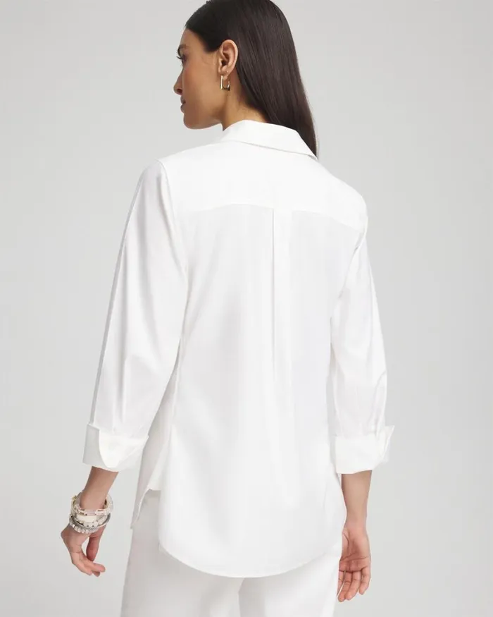 Chico039s Tops No Iron Stretch Floral Shirt Optic White 8211 Clothing