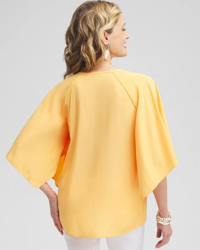 Chico039s Tops Satin Keyhole Neck Blouse Mango Sorbet 8211 Clothing
