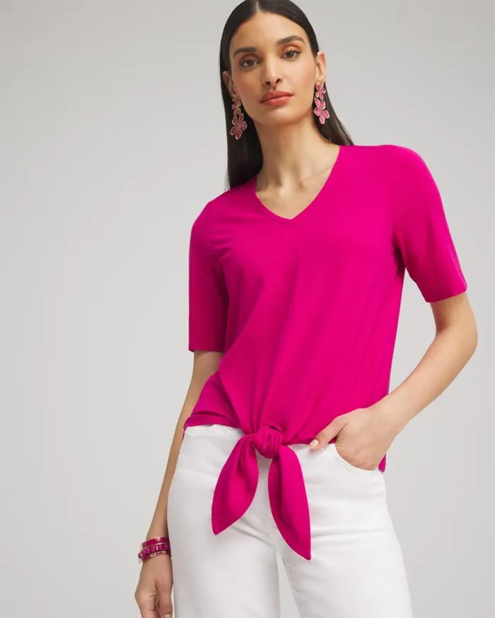 Chico039s Tops TieFront Top Magenta Rose 8211 Clothing