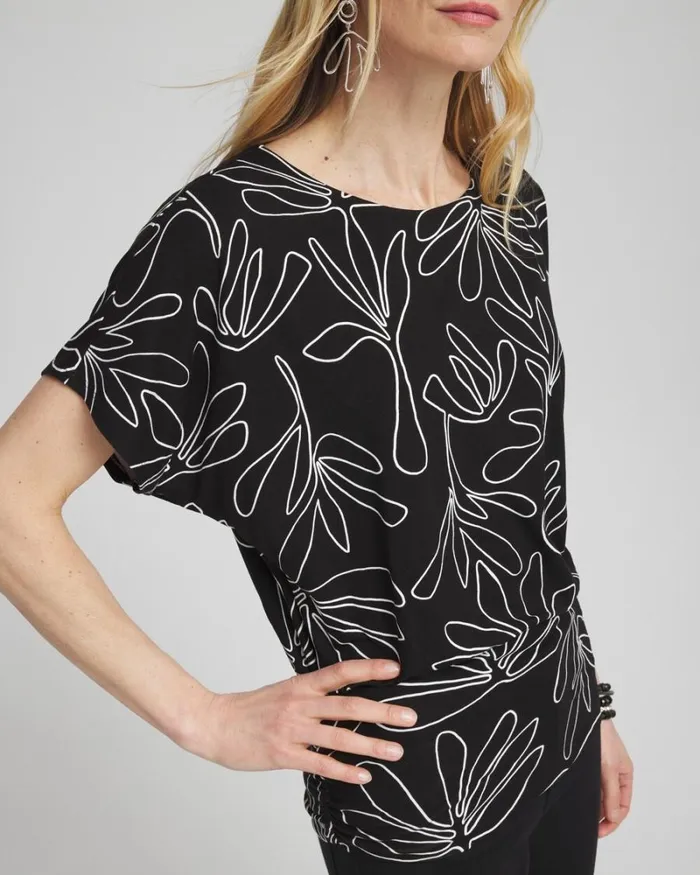 Chico039s Tops Touch Of Cool Abstract Ruched Banded Hem Top Black 8211 Clothing Chico039s Tops Touch Of Cool Abstract Ruched Banded Hem Top Black 8211 Clothing
