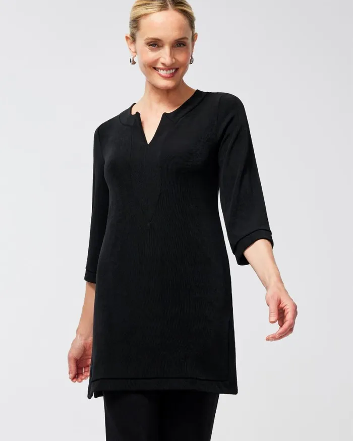 Chico039s Tops Travelers 34 Sleeve Kurta Top Travelers Black 8211 Clothing