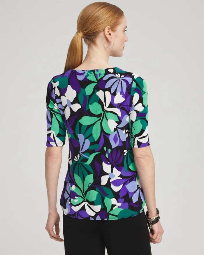 Chico039s Tops Travelers Floral Vneck Top Purple Nightshade 8211 Clothing