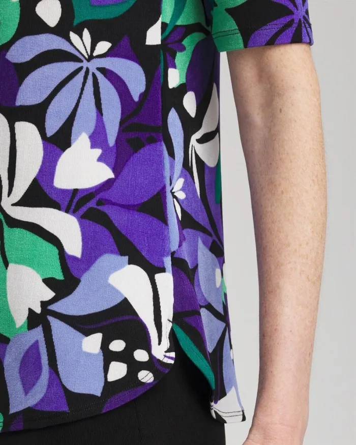 Chico039s Tops Travelers Floral Vneck Top Purple Nightshade 8211 Clothing