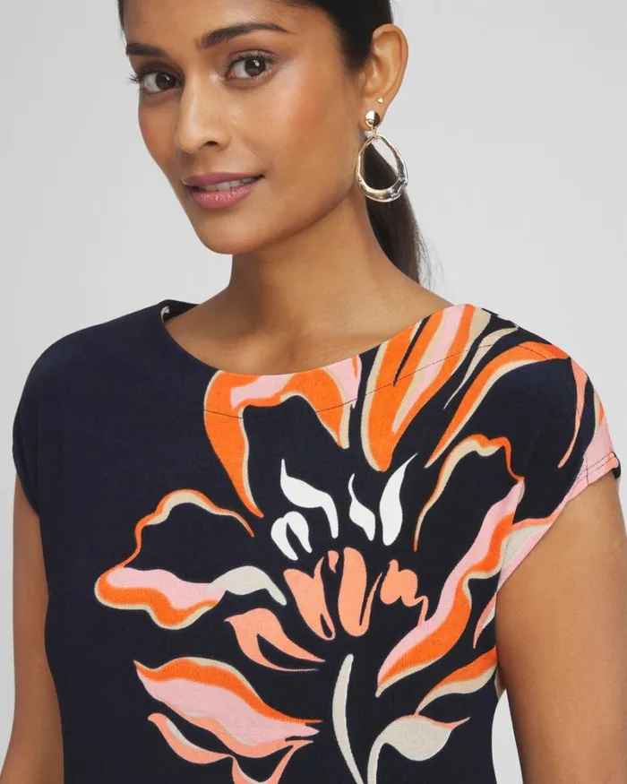 Chico039s Tops Travelers Placed Floral Tunic Travelers India Ink 8211 Clothing Chico039s Tops Travelers Placed Floral Tunic Travelers India Ink 8211 Clothing