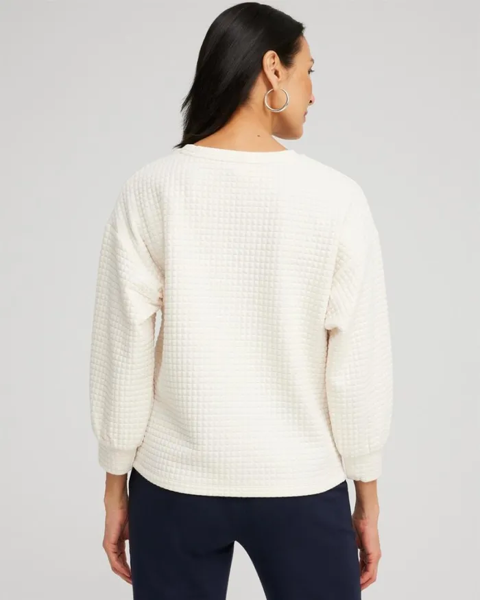 Chico039s Tops Zenergy Jacquard Knit Pullover English Cream 8211 Clothing