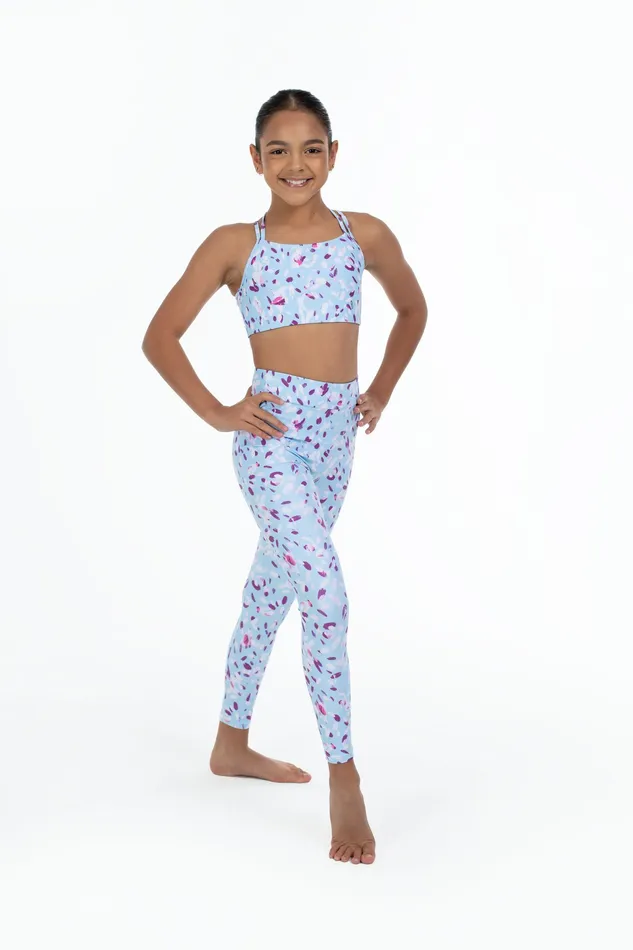Children Bloch Bloch X Flo Active Full Length Legging Pale Blue Petals Tights