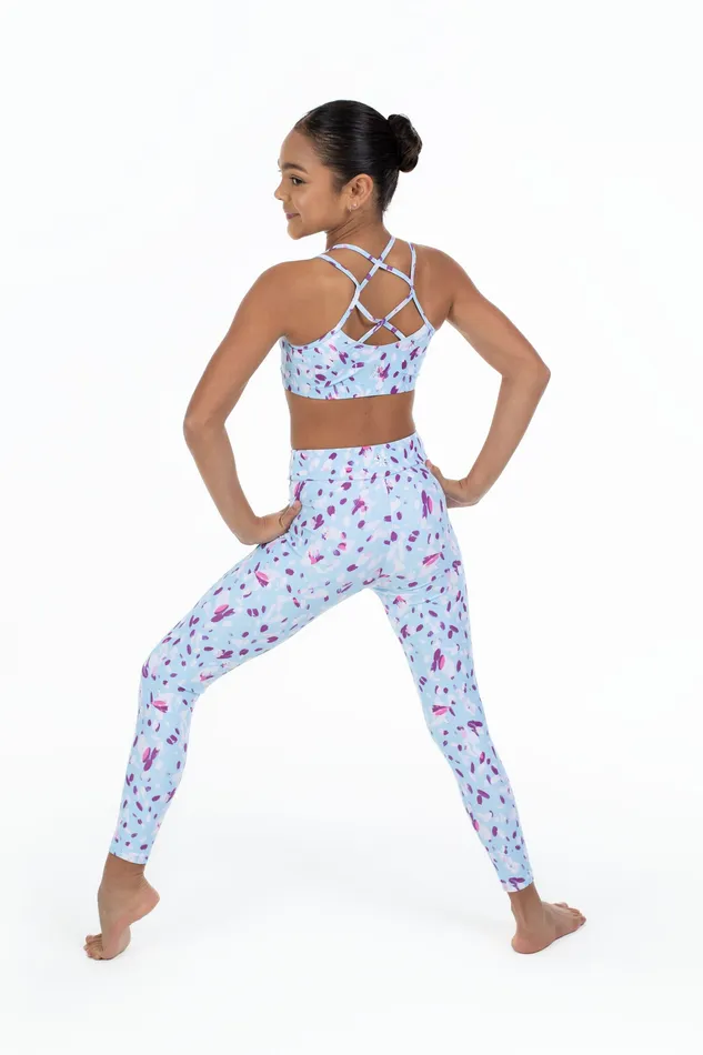 Children Bloch Bloch X Flo Active Full Length Legging Pale Blue Petals Tights Children Bloch Bloch X Flo Active Full Length Legging Pale Blue Petals Tights