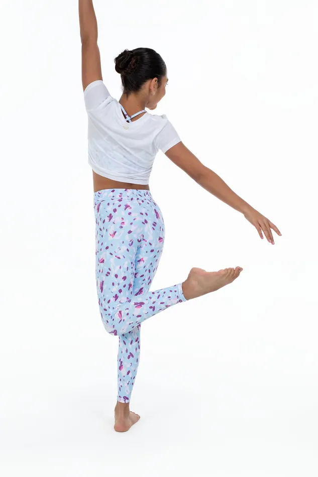 Children Bloch Bloch X Flo Active Full Length Legging Pale Blue Petals Tights Children Bloch Bloch X Flo Active Full Length Legging Pale Blue Petals Tights
