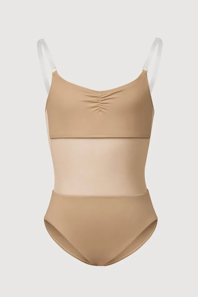 Children Underwear Bloch Girls Sunna Mesh Panel Bodysuit Tan