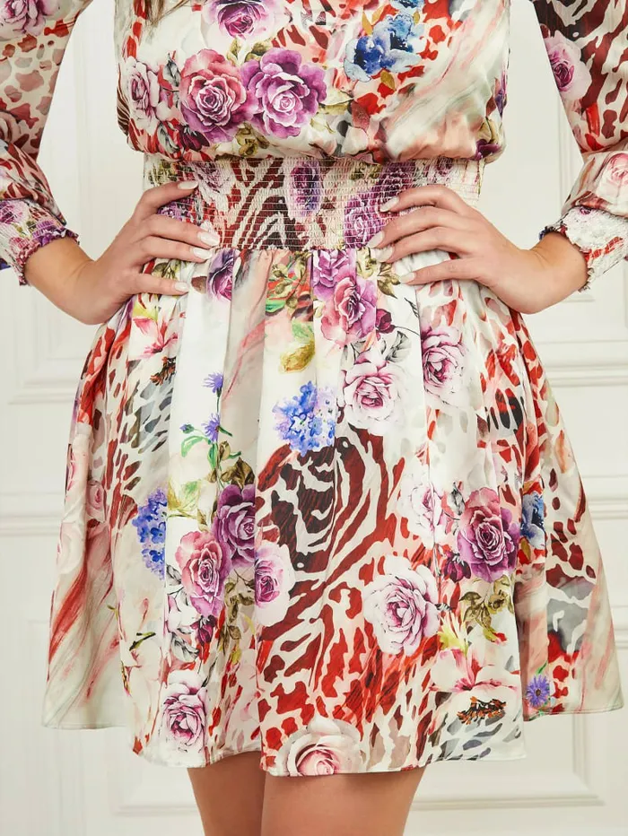 Clelia Dress Rose Shadow Print Dresses and Jumpsuits GUESS Women Clelia Dress Rose Shadow Print Dresses and Jumpsuits GUESS Women