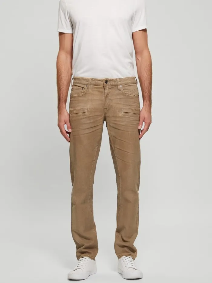 Coated Denim Slim Tapered Zip Jeans Isotope Brown Men Jeans and Denim GUESS Coated Denim Slim Tapered Zip Jeans Isotope Brown Men Jeans and Denim GUESS