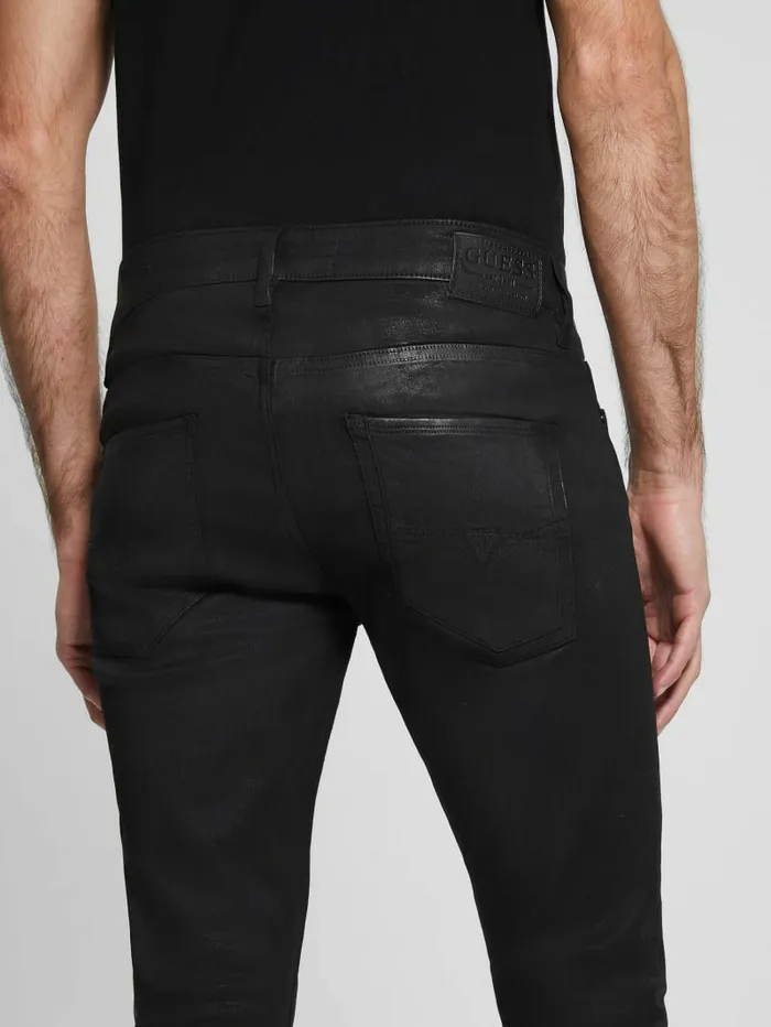 Coated Skinny Jeans Mechanical Black Wash Men Jeans and Denim GUESS Coated Skinny Jeans Mechanical Black Wash Men Jeans and Denim GUESS
