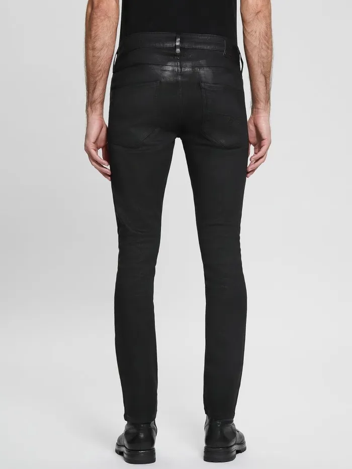 Coated Skinny Jeans Mechanical Black Wash Men Jeans and Denim GUESS Coated Skinny Jeans Mechanical Black Wash Men Jeans and Denim GUESS