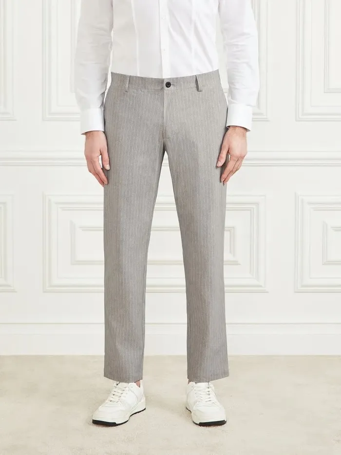 Connor Performing Chino Pants Light Wool Grey Pinstripe Men Pants and Shorts GUESS