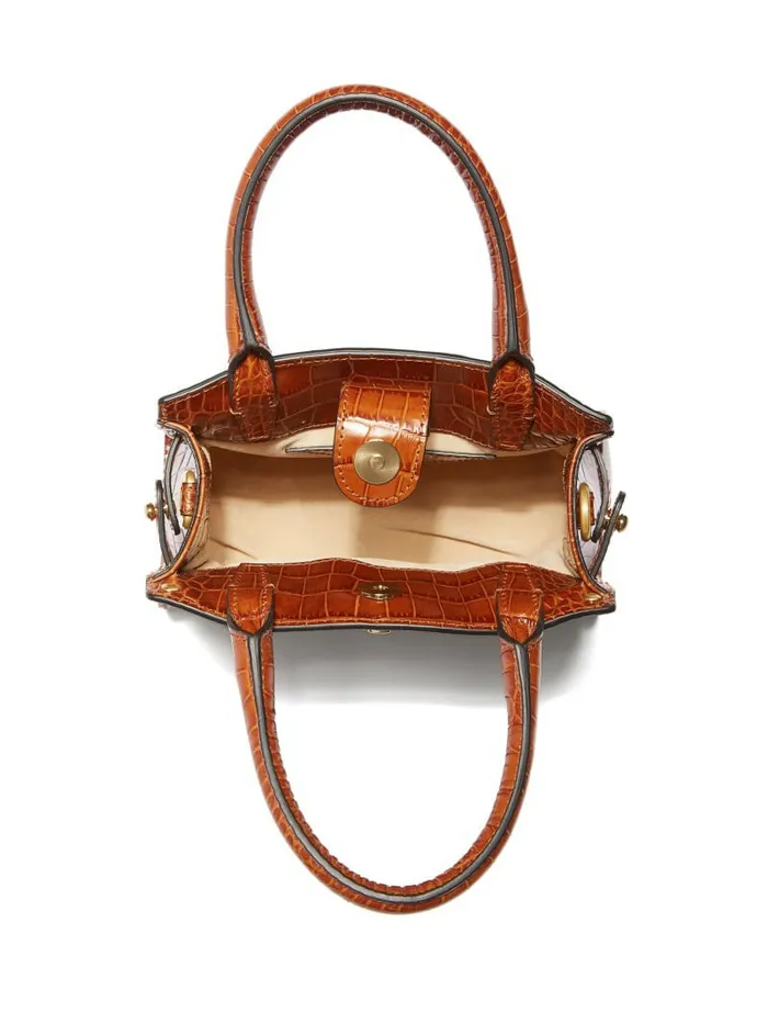 Cristina Leather Mini Satchel Cognac Women Handbags GUESS Cristina Leather Mini Satchel Cognac Women Handbags GUESS