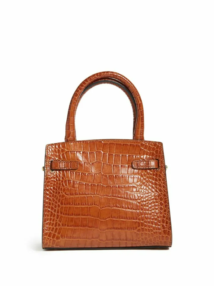 Cristina Leather Mini Satchel Cognac Women Handbags GUESS Cristina Leather Mini Satchel Cognac Women Handbags GUESS