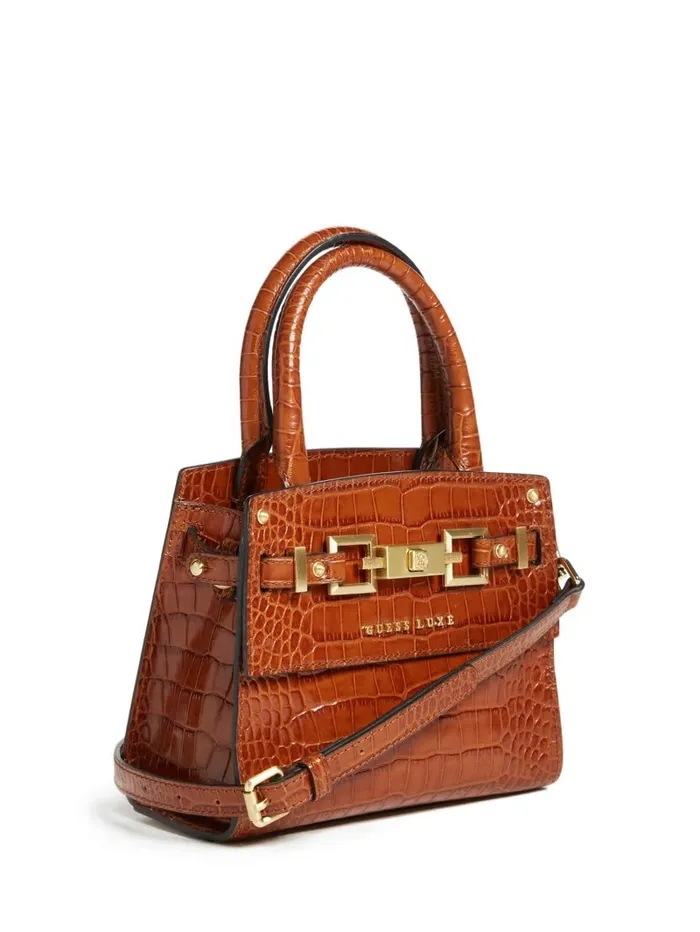 Cristina Leather Mini Satchel Cognac Women Handbags GUESS Cristina Leather Mini Satchel Cognac Women Handbags GUESS