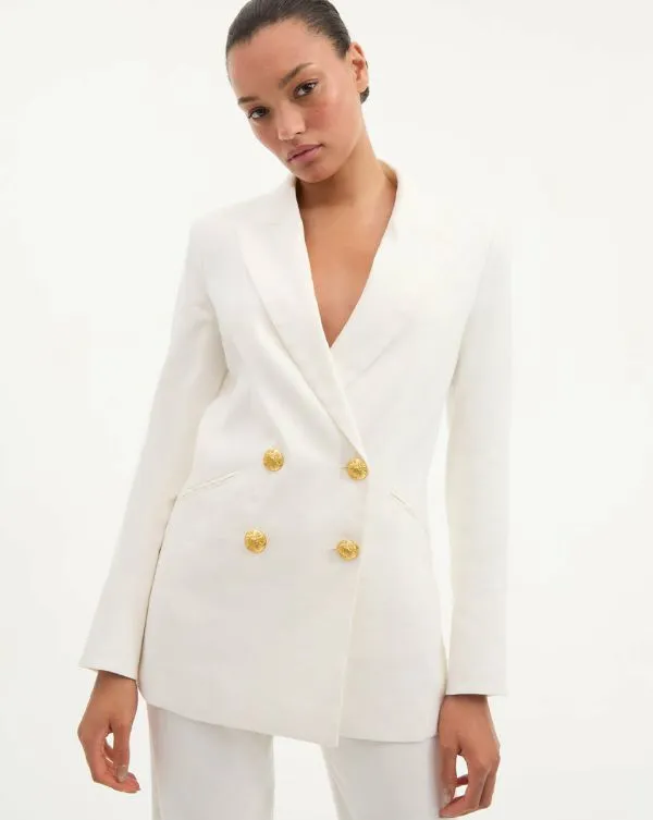 Dale Linen Dickey Jacket Offwhite Women Veronica Beard Jackets and Outerwear