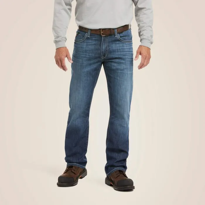 Denim Men Ariat FR M4 Relaxed Stretch DuraLight Boundary Boot Cut Jean Bryce