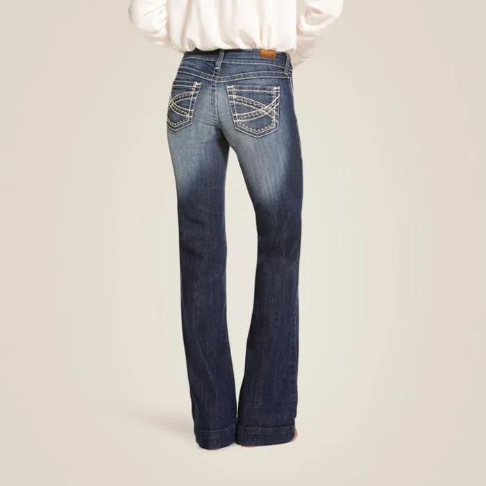 Denim Women Ariat Trouser Mid Rise Stretch Entwined Wide Leg Jean Marine Denim Women Ariat Trouser Mid Rise Stretch Entwined Wide Leg Jean Marine