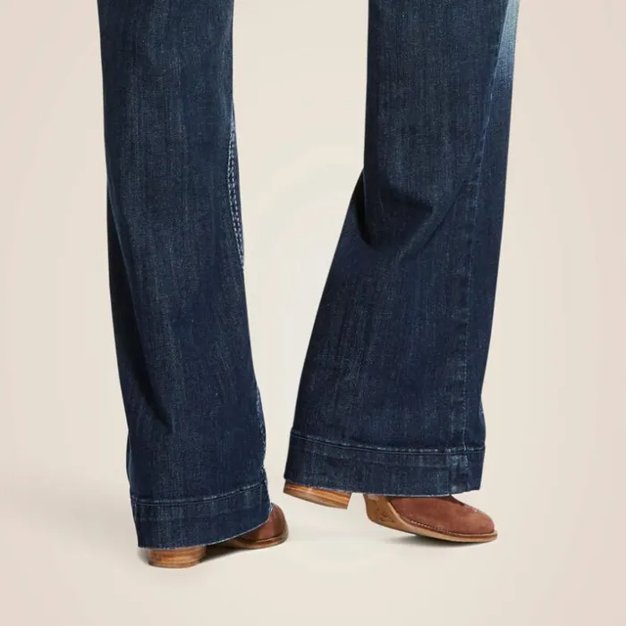 Denim Women Ariat Trouser Mid Rise Stretch Entwined Wide Leg Jean Marine Denim Women Ariat Trouser Mid Rise Stretch Entwined Wide Leg Jean Marine