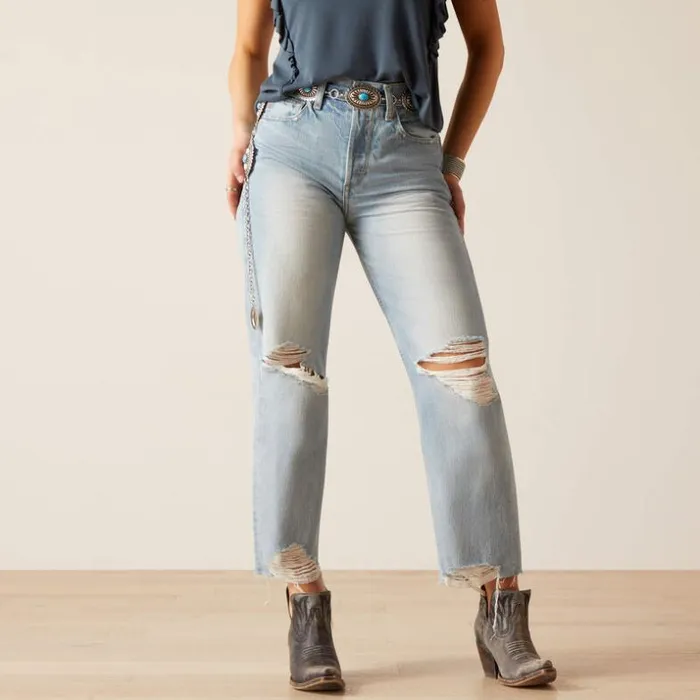 Denim Women Ariat Ultra High Rise Tomboy Straight Jean Mykonos