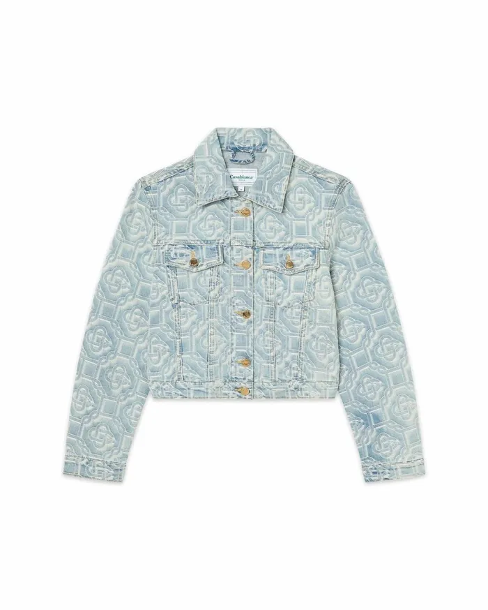 Denim Women Casablanca Paris Bleached Classic Monogram Denim Jacket