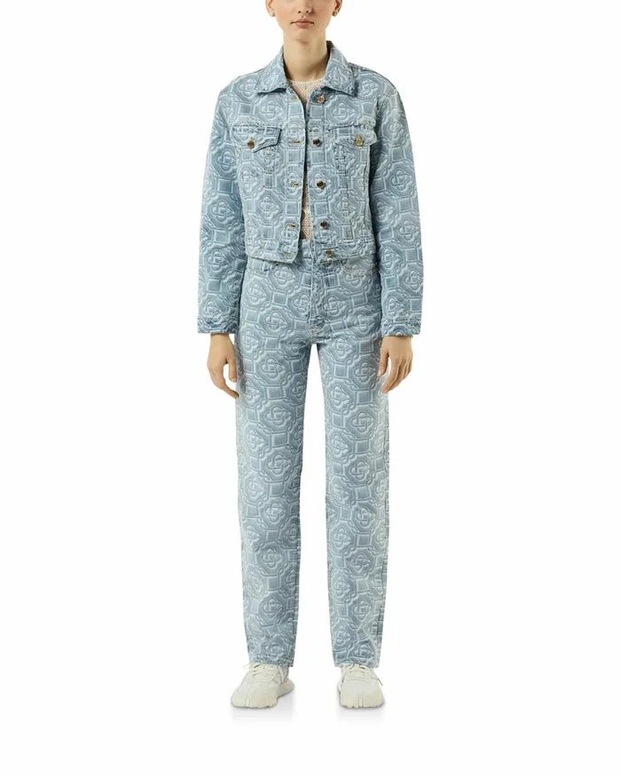 Denim Women Casablanca Paris Bleached Classic Monogram Denim Jacket