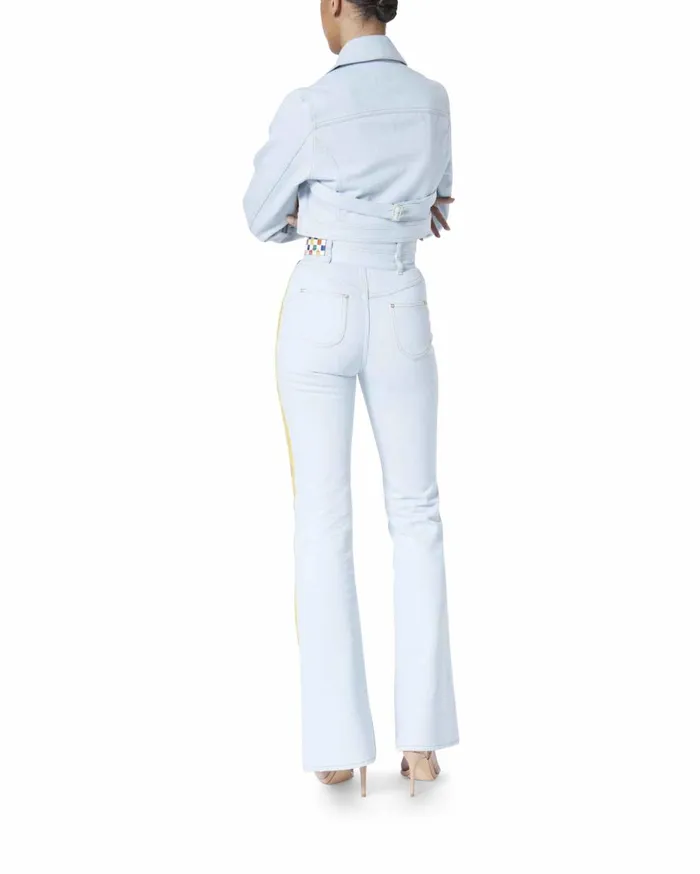 Denim Women Casablanca Paris Rainbow Cropped Denim Jacket Denim Women Casablanca Paris Rainbow Cropped Denim Jacket