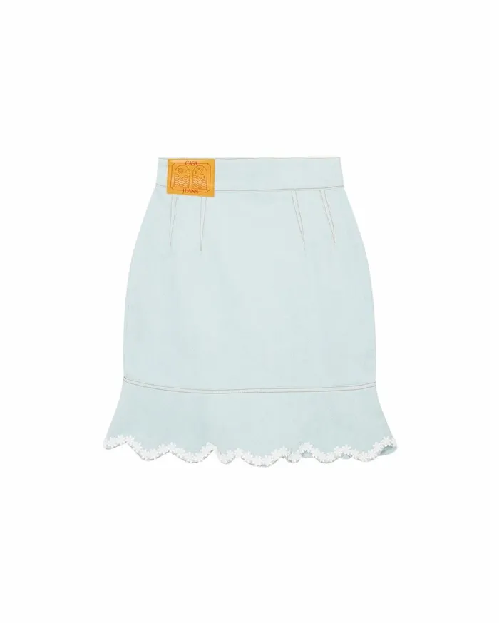 Denim Women Casablanca Paris Scalloped Hem Denim Mini Skirt Denim Women Casablanca Paris Scalloped Hem Denim Mini Skirt