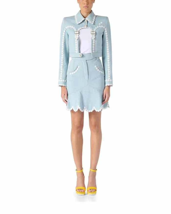Denim Women Casablanca Paris Scalloped Hem Denim Mini Skirt Denim Women Casablanca Paris Scalloped Hem Denim Mini Skirt