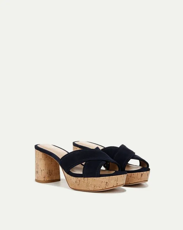 Dory BlockHeel Sandal Navy Women Veronica Beard Shoes