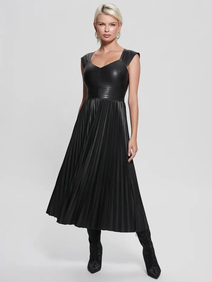 Dresses and Jumpsuits GUESS Women Teri FauxLeather Dress Jet Black Multi