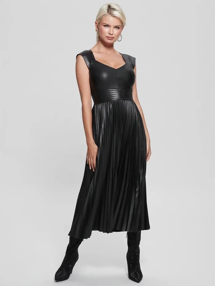 Dresses and Jumpsuits GUESS Women Teri FauxLeather Dress Jet Black Multi