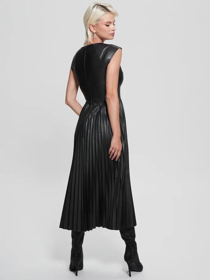 Dresses and Jumpsuits GUESS Women Teri FauxLeather Dress Jet Black Multi