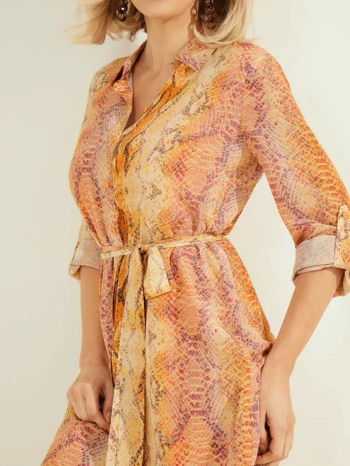 Dresses and Jumpsuits Next Level Silk Shirt Dress Sonora Skin GUESS Women Dresses and Jumpsuits Next Level Silk Shirt Dress Sonora Skin GUESS Women
