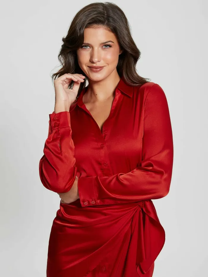 Dresses and Jumpsuits Women GUESS Eco Alya Dress Bonfire Red Dresses and Jumpsuits Women GUESS Eco Alya Dress Bonfire Red