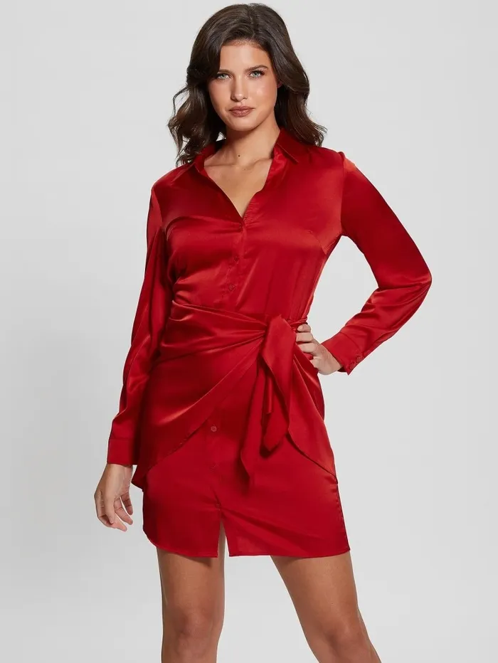 Dresses and Jumpsuits Women GUESS Eco Alya Dress Bonfire Red Dresses and Jumpsuits Women GUESS Eco Alya Dress Bonfire Red