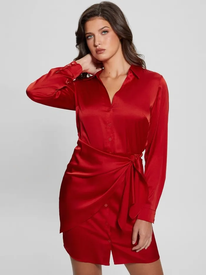 Dresses and Jumpsuits Women GUESS Eco Alya Dress Bonfire Red Dresses and Jumpsuits Women GUESS Eco Alya Dress Bonfire Red