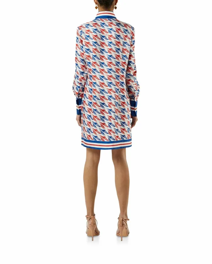 Dresses Women Casablanca Paris Aviation Houndstooth Printed Button Through Dress