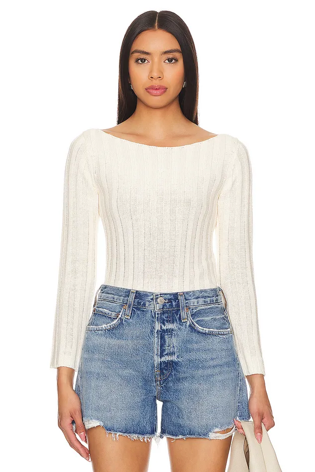 Dropped Needle Long Sleeve Ivory Women Lovers and Friends Sweaters and Knits
