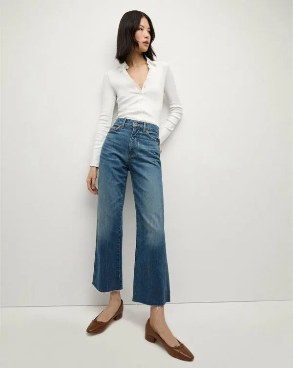 Dylan Raw Hem StraightLeg Jean Evening Dusk Women Veronica Beard Jeans